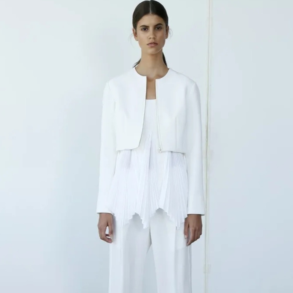 Derek Lam Crosby 10 Tuxedo asymmetrical cropped white jacket 2